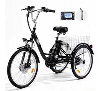 Pudari M300 Bicicleta Eléctrica Adulto Triciclo Carga Batería Extraíble 36V15Ah Bicicletas de Péndulo Triciclo Camping Para Personas Mayores Neumáticos Antideslizante Grueso 3 Velocidades Negro