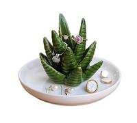 PUDDING CABIN Soporte para anillos de aloe, plato para anillos de cactus, bandeja de joyería para anillos, aretes, collares, organizador, dama de honor, Navidad, regalo de cumpleaños para mujeres y
