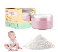 Puderpuffbehälter 9x9x6cm | Leckdichte Staubbox mit Samtpuff | Tragbarer Körperpuder-Behälter aus PP für Reisen &, Sanfter Puder-Applikator, Blau/Rosa