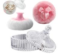 Puderquaste Set - 4.72 Inches Make Up Applikator | Elegantes Beauty Zubehör - Samt Polyester Quaste Mit Behälter Für Gleichmäßiges Auftragen Von Foundation Gesicht Körper Zu Hause Und Unterwegs