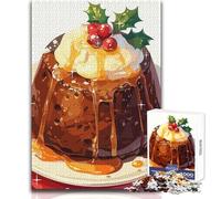 Pudín de Navidad con Acebo y Bayas Rompecabezas de 1000 Piezas para Adultos Juego Creativo de resolución de Problemas Idea de Regalo Memorable y conmovedora Tamaño 50x75cm