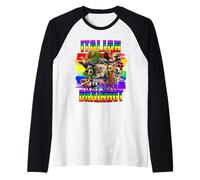 Pudrición Cerebral Italiana | Bandera del Orgullo LGBTQ de Todos los Personajes del Arco Iris Camiseta Manga Raglan