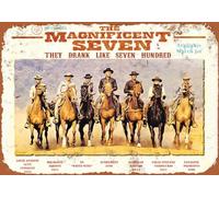 Pudsjwyetb Póster de aluminio de los siete dramas occidentales de The Magnificent Seven Movie - Cartel de metal vintage para decoración de pared, letreros de aluminio retro para decoración del hogar