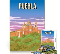 Puebla,México - Póster de Viaje Vintage - Rompecabezas de 1000 Piezas para Adultos - Enfoque,Habilidad,interacción Suave,Entrelazado,Arte, (50x75cm)