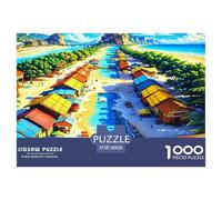 Pueblo 1000 Piezas Rompecabezas para Adultos Colorido,Serie de Pueblo Pequeño Divertido Desafiante y Rompecabezas Mental 1000 Pz Rompecabezas para Adultos 100% Cartón Recvcled38x26cm/1000pcs