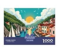 Pueblo 1000 Piezas Rompecabezas para Adultos Colorido,Serie de Pueblo Pequeño Divertido Desafiante y Rompecabezas Mental 1000 Pz Rompecabezas para Adultos 100% Cartón Recvcled52x38cm/1000pcs