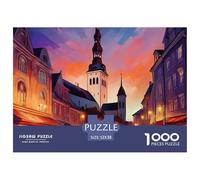 Pueblo 1000 Piezas Rompecabezas para Adultos Colorido,Serie de Pueblo Pequeño Divertido Desafiante y Rompecabezas Mental 1000 Pz Rompecabezas para Adultos 100% Cartón Recvcled52x38cm/1000pcs