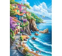 Pueblo costero al Atardecer Puzzle 1000 Piezas Papel Principiantes Agilidad Mental Actividad Hacer En Grupo Colgar Pared Detalle Cumpleaños 1000 PCS