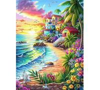 Pueblo costero al Atardecer Puzzle 300 Piezas Cartón Grueso para Coleccionistas Cuento de Hadas de acompañamiento mágico Ocio Creativo En Casa Calmar La Mente Pieza Colección Más Vendido