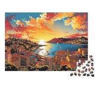 Pueblo costero al Atardecer Rompecabezas 1000 Piezas Cartón Grueso para Mayores - Ejercicio Mental Regalo Noche De Juegos 38x26cm/1000pcs