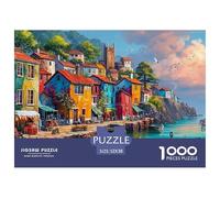 Pueblo costero Puzzle 1000 Piezas para Pasatiempo Creativo Clásicos Regalos Obra De Arte Rompecabezas Desafiante Noches De Juegos para Adultos Y Niños 52x38cm/1000pcs