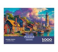 Pueblo costero Puzzle 1000 Piezas para Pasatiempo Creativo Regalo DiVersión Obra De Arte Rompecabezas Juguetes Desafiantes Adultos Y Niños A Partir De 12 Años 70x50cm/1000pcs
