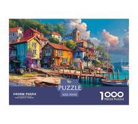 Pueblo costero Puzzle 1000 Piezas Pasatiempo Creativo Regalo Diversión Decoración del Rompecabezas Desafiante Noches De Juegos Adultos Y Niños A Partir De 12 Años 70x50cm/1000pcs