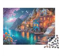 Pueblo Costero Puzzle de 1000 Piezas Papel para Adultos Vista Nocturna Puzzle para Toda la Familia Decoración Regalo 52x38cm/1000pcs