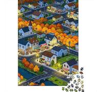 Pueblo Cuento Hadas Rompecabezas Calle Pueblo otoño Adultos Cartón Premium 1000 Piezas, Alivio Estrés, Actividad Hogar, Juego Desafiante Noches Familiares Y Vacaciones 70x50cm/1000pcs