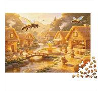 Pueblo De Abejas Puzzle de 1000 Piezas Juego de Puzzle 1000 Piezas Puzzle para Adultos Papel Paisaje Rural Relajación Decoración Regalo 52x38cm/1000pcs