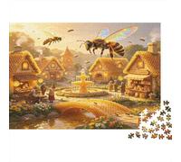 Pueblo de Abejas Puzzle de 1000 Piezas Papel para Adultos Escena Rural Soleada Juego de Puzzle 1000 Piezas Familia Relajación Regalo 52x38cm/1000pcs