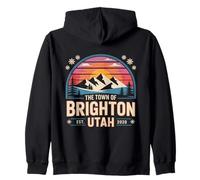 Pueblo de Brighton Utah Big Cottonwood Vintage Invierno Puesta de Sol Sudadera con Capucha