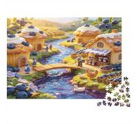 Pueblo de Casas de Cuento Puzzle de 1000 Piezas Papel para Adultos Escena de Río Encantado Juego de Puzzle 1000 Piezas Relajación Familia Decoración Regalo 70x50cm/1000pcs