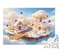 Pueblo de Casas de Nieve de Cuento Puzzle de 1000 Piezas Papel para Adultos Escena Invernal Fantástica Relajación Familia Decoración Hogar Regalo 52x38cm/1000pcs
