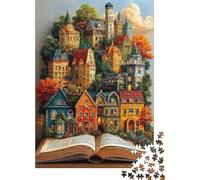 Pueblo de Cuento de Hadas Puzzle para Adultos Puzzle de 1000 Piezas Libro Abierto Papel Puzzle para Toda la Familia Decoración Relax Regalo 52x38cm/1000pcs