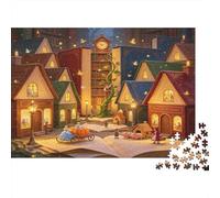 Pueblo de Cuento Historia Puzzle de 1000 Piezas Puzzle para Adultos Papel Escena Nocturna Juego de Puzzle 1000 Piezas Relajación Hogar Familiar Regalo 70x50cm/1000pcs