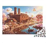 Pueblo de Dulces Fantasía Puzzle de 1000 Piezas Papel para Adultos Escena de Río Encantado Puzzle para Toda la Familia Relajación Hogar Decoración 70x50cm/1000pcs