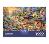 Pueblo de fantasía bajo el Cielo de Aurora Puzzle Imposible,desafío for Adults Interesante Juego Educativo 1000 Piezas Obra De Arte De Juego De para Adultos Y Niños Mayores De 12 Años 38x26cm/1000pcs