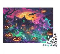 Pueblo de Halloween Adultos Puzzle De 1000 Piezas Imposible Puzzle Regalo De Puzle Rompecabezas 1000 Piezas para Adultos Juegos EduGatosivos Rompecabezas De Madera 1000pcs (75x50cm)