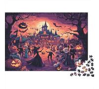 Pueblo de Halloween Puzzle Imposible,desafío for Adults Jack-o'-Lantern Entretenimiento Creativo 1000 Piezas Obra De Artee De Juego De para Adultos, Regalos A Partir De 14 Años 1000pcs (75x50cm)