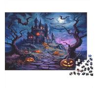 Pueblo de Halloween Puzzles Imposible,desafío for Adults Jack-o'-Lantern Entretenimiento Creativo 1000 Piezas Obra De Artee De Juego De para Adultos Y Niños 1000pcs (75x50cm)