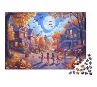 Pueblo de Halloween Puzzles Imposible,desafío for Adults Jack-o'-Lantern Juego Educativo 1000 Piezas Obra De Arte De Juego De para Adultos, Regalos A Partir De 14 Años 1000pcs (75x50cm)