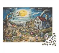 Pueblo de Halloween Rompecabezas De 1000 Piezas para Adultos,Materiales Reciclables De Primera Calidad E Impresión De Alta Definición,Juego Familiar,Regalos para Amantes O Amigos 1000pcs (75x50cm)