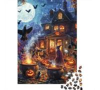 Pueblo de Halloween Rompecabezas Imposible,desafío for Adults Entretenimiento Creativo 1000 Piezas Obra De Arte De Juego De para Adultos Y Niños A Partir De 12 Años 1000pcs (75x50cm)