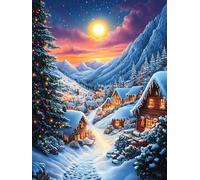 Pueblo de invierno en el bosque mágico Puzzles 1000 Piezas Maquetas Educativas Detalladas Animal lindo de cuento de hadas Rompecabezas Para Familia Construir DIY Aliviar Estrés Decoración Hogar 1000 P