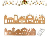 Pueblo de Navidad - Casa de pueblo plegable de pan de cuerda con luces de cuerda, centro de mesa de cartón a pilas | Expositor de mesa de vacaciones para la decoración del hogar, cocina, c