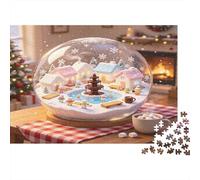 Pueblo de Navidad Globo de Nieve Puzzle de 1000 Piezas Papel para Adultos Escena Invernal Juego de Puzzle 1000 Piezas Relajación Familiar Regalo 52x38cm/1000pcs