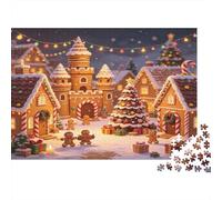 Pueblo de Pan de Jengibre Puzzle de 1000 Piezas Noche de Navidad Juego de Puzzle para Adultos Relajación Hogar Regalo Navidad 38x26cm/1000pcs