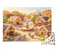Pueblo de Pan de Jengibre Puzzle de 1000 Piezas Papel para Adultos Escena al Atardecer Juego de Puzzle 1000 Piezas Relajación Familiar 52x38cm/1000pcs