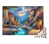 Pueblo del Valle Río Escénico Puzzle de 1000 Piezas Puzzle para Adultos Naturaleza Set de Puzzle 1000 Piezas Relajación Hogar Regalo 38x26cm/1000pcs