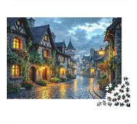 Pueblo Encantado Puzzle de Papel 1000 Piezas Paisaje Europeo para Adultos Papel Grueso Educativo Relajante Decoración Mural 38x26cm/1000pcs