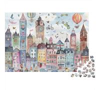 Pueblo Europeo de Cuento Puzzle de 1000 Piezas Papel para Adultos Globos Puzzle para Toda la Familia Relajación Decoración 70x50cm/1000pcs