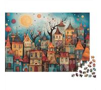 Pueblo fantástico y Colorido con Sol y Globos. Rompecabezas de 1000 Piezas para Adultos. Bellamente ilustrado. Actividad desafiante para el hogar. 52 x 38 cm / 1000 Piezas.