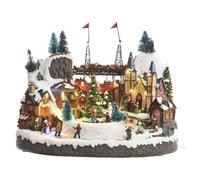 Pueblo invernal con luces y movimiento 39 cm