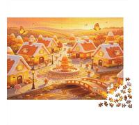 Pueblo Invernal Puzzle de 1000 Piezas Puzzle para Adultos Material Papel Relajación Concentración Regalo Familiar Decoración Hogar 38x26cm/1000pcs