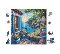 Pueblo Italiano Costero Rompecabezas 100 Piezas Cartón para Principiantes Días Lluviosos Alivio Estrés Tiempo Libre En Casa Garantía Reposición Regalo Cumpleaños 28x28cm