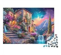 Pueblo Italiano de Montaña Puzzle para Adultos Puzzle de 1000 Piezas Papel Cielo Nocturno Regalo Familiar 70x50cm/1000pcs