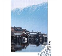 Pueblo Junto al Lago Casas de Madera Puzzle de 1000 Piezas Puzzle para Adultos Papel Ocio Relajación Enfoque Actividad Familiar Decoración Regalo 52x38cm/1000pcs