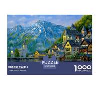 Pueblo Junto al Lago Paisaje Puzzle de 1000 Piezas Papel para Adultos Vista Monta?osa Juego de Puzzle 1000 Piezas Relajación Familiar 38x26cm/1000pcs