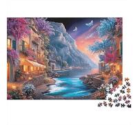 Pueblo Junto al Lago Puzzle de 1000 Piezas para Adultos Papel Cielo al Atardecer Juego de Puzzle Regalo Relajante 70x50cm/1000pcs